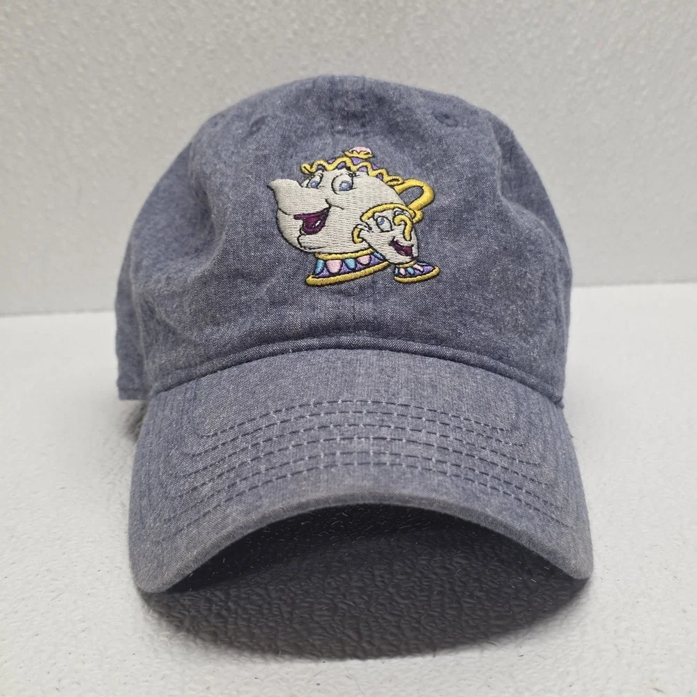 Boxlunch Disney Mrs. Potts & Chip Embroidered Denim Blue Strapback Hat